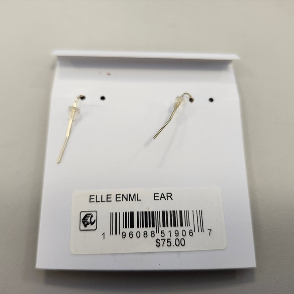 NWT Kendra Scott Gold-Tone Elle Enamel Framed Earrings in Sea Green Chrysocolla - Picture 2 of 2